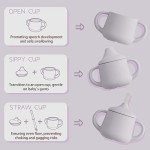 Silicone Baby Sippy Cup with Straw - Mauve