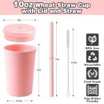 Durable Wheat Straw Cups with Lids & Straws