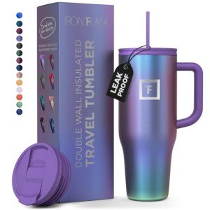Iron Flask Insulated Travel Mug with Straw, 32 Oz