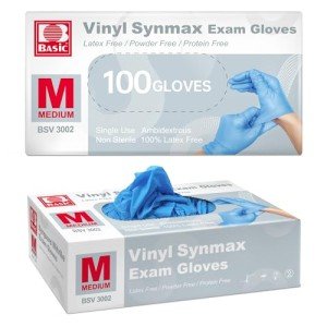 Supmedic Basic Vinyl Medical Exam Gloves, 4 Mil Powder-Free Latex-Free Food Grade Disposable Glove, Blue 100 pcs (Medium)