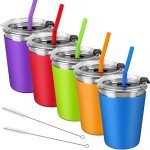 Kids Stainless Steel Cups with Lids and Straws