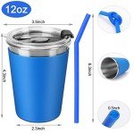 Kids Stainless Steel Cups with Lids and Straws