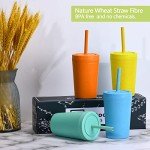 Colorful Reusable Wheat Straw Cups with Lids