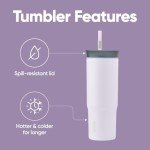 Insulated Stainless Steel Travel Mug with Lid and Straw