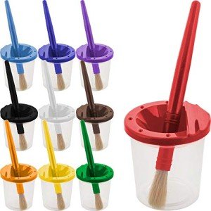 Children's No Spill Paint Cups & Brush Set