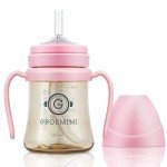 GROSMIMI No-Spill Sippy Cup with Straw (Pink)