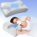 IKSTAR Upgade Cooling CPAP Pillow for Side Sleepers - Pillow for CPAP User - Reduce Air Leak/Hose Tangle/Mask Pressure - Memory Foam Neck Support Nasal Pillow Side/Back/Stomach Sleeper