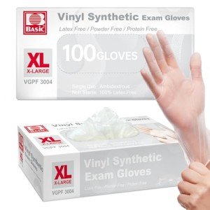 Supmedic Basic Clear Vinyl Exam Gloves, Powder-Free Latex-Free Food Safe Cooking Cleaning Disposable Medical Glove, 100Pcs (X-Large)
