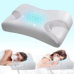 IKSTAR Upgade Cooling CPAP Pillow for Side Sleepers - Pillow for CPAP User - Reduce Air Leak/Hose Tangle/Mask Pressure - Memory Foam Neck Support Nasal Pillow Side/Back/Stomach Sleeper