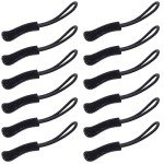 Durable Zipper Pulls - 12 Pack Black