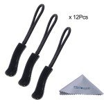 Durable Zipper Pulls - 12 Pack Black