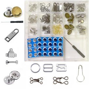 Metal Snap Buttons and Sewing Hooks Set