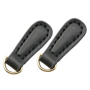 Genuine Leather Zipper Pulls - 2 Pack, Black