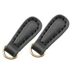 Genuine Leather Zipper Pulls - 2 Pack, Black