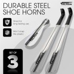 Falkon 3-Pack Extra Long Metal Shoe Horns