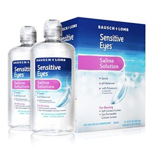 Sensitive Eyes Saline Solution from Bausch & Lomb, for Soft Contact & Gas Permeable Lenses, Saline Solution with Potassium, 2 x 12 Fl Oz (710 mL)