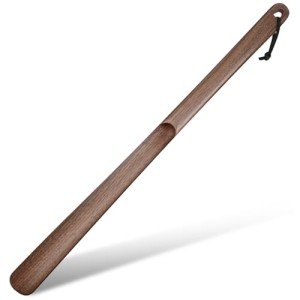 Walnut Long Handle Shoe Horn for Seniors