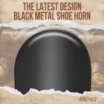 NINEMAX 42cm Long Metal Shoe Horn with Leather Grip