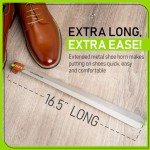 Long Metal Shoe Horn with Leather Handle