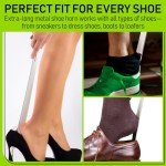 Long Metal Shoe Horn with Leather Handle