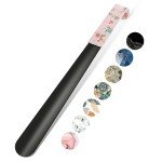 16.5-Inch Long Handle Metal Shoe Horn - Pink Flower