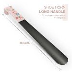 16.5-Inch Long Handle Metal Shoe Horn - Pink Flower