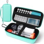 WFDL Asthma Inhaler Case,Portable Nebulizer Case,Travel-Ready Organizer with Mesh Pocket,Double Zippers,Silicone Handle,Nebulizer Case for Kids and Adults,Stylish Green,Case Only