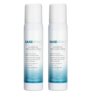 EASEntials Skin-Friendly No Sting Adhesive Remover Spray, Ideal for Ostomy Patients, Sensitive Skin, and Bandage Removal, Low Residue, Quick Dry, Non-Sticky Formula, Better Than Wipes, 80 ml (2 Pack)