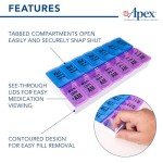 Apex Color-Coded Weekly Pill Organizer for Meds