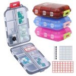 Travel Pill Organizer with 164 Labels and 10 Compartments