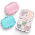 Travel Pill Organizer - 3 Pack, 8 Compartments