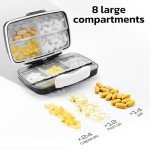 BEXEEN Large Airtight Pill Organizer - 8 Compartments