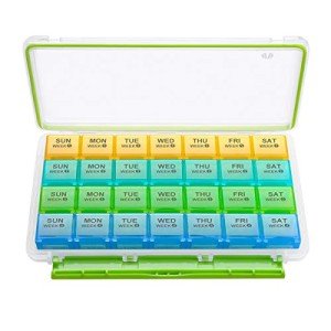Moisture-Proof 4-Week Pill Organizer for Travel