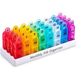 Monthly Pill Organizer for 30 Days, Unique Grip
