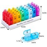 Monthly Pill Organizer for 30 Days, Unique Grip