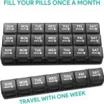 28-Day Weekly Pill Organizer with Dust-Proof Case