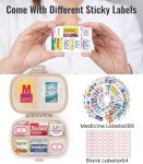 Portable Pill Organizer with 189 Medicine Labels