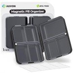 AUVON Portable 7-Compartment Pill Organizer - Black