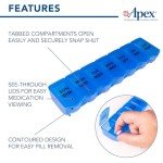 Apex 7 Day Weekly Pill Organizer with Easy-Open Lids