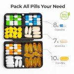 AUVON Portable 7-Compartment Pill Organizer - Black