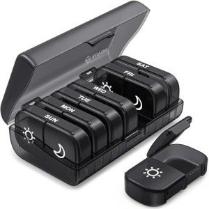 AUVON XL Weekly Pill Organizer - 7 Days, Easy Fill
