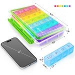 AUVON 7-Day Pill Organizer with 28 Compartments