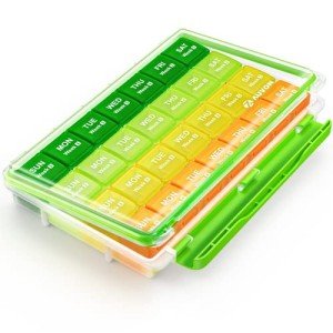 AUVON Moistureproof Monthly Pill Organizer, 28 Days