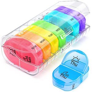 AUVON Portable Daily Pill Organizer - Weekly AM/PM
