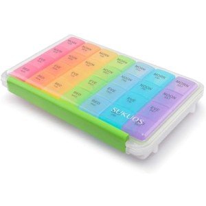 7-Day Pill Organizer with Moisture Resistance - Rainbow