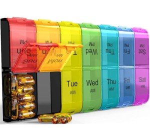 Colorwing Weekly Pill Organizer with 14 Compartments