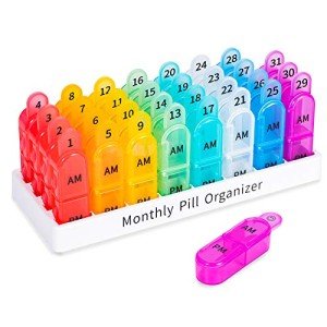 Daviky 31-Day Daily Pill Organizer AM PM