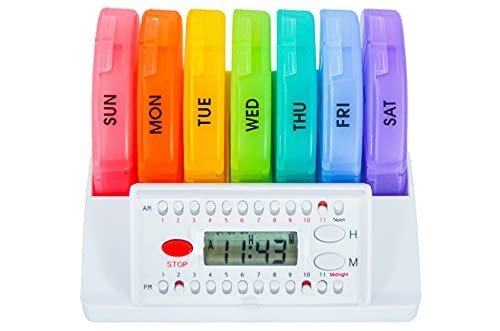 7-Day Pill Organizer with Timer for Medication