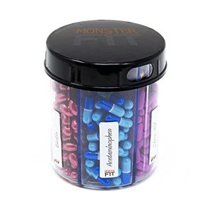 Monster Jr Pill Dispenser with Labels for Easy Dosage