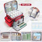 XHGWJSX Medicine Organizer with Adjustable Divider, Double-Layer Medicine Bottle organizer Storage, Portable Home Health First Aid Bag, Medicine Organizer Box for Emergency Medications (Bag Only)